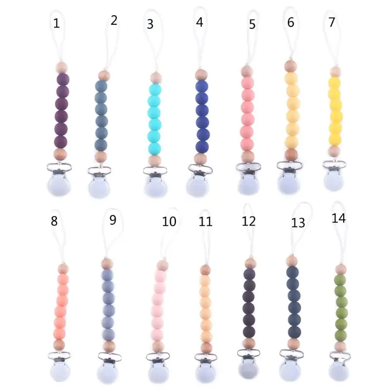 

Pacifier Clips Chain Silicone Dummy Clip Holder Soother Chains Baby Teething Toy Y4QA