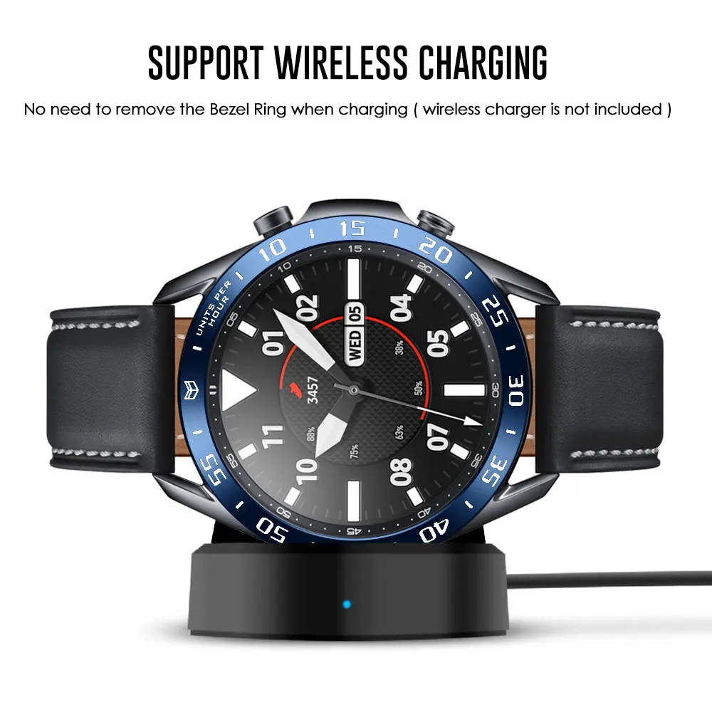 Фото Стальной ободок с кольцом, чехол для Samsung Galaxy Watch 3, 45 мм, 41 мм, ремешок, клейкий чехол, умные часы, металлический Стайлинг, аксессуары для часов №2