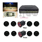 Двухканальная видеокамера для парковки автомобиля, система радара заднего вида с 8 ИК-датчиками, водонепроницаемая камера переднего и заднего вида для автомобильного монитора, DVD