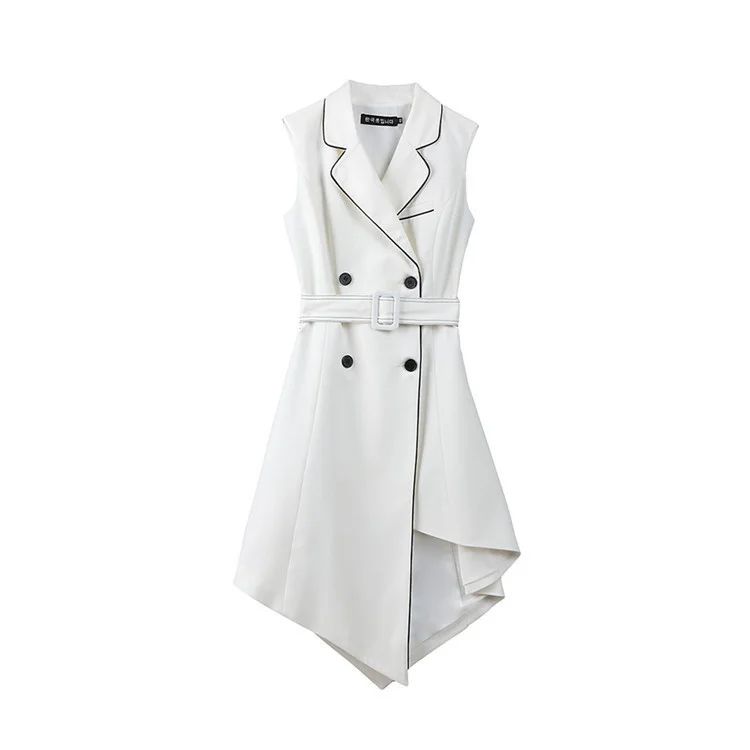 

2021 summer new dress Huang Mengying star same white slim suit vest skirt women's fashion 2195