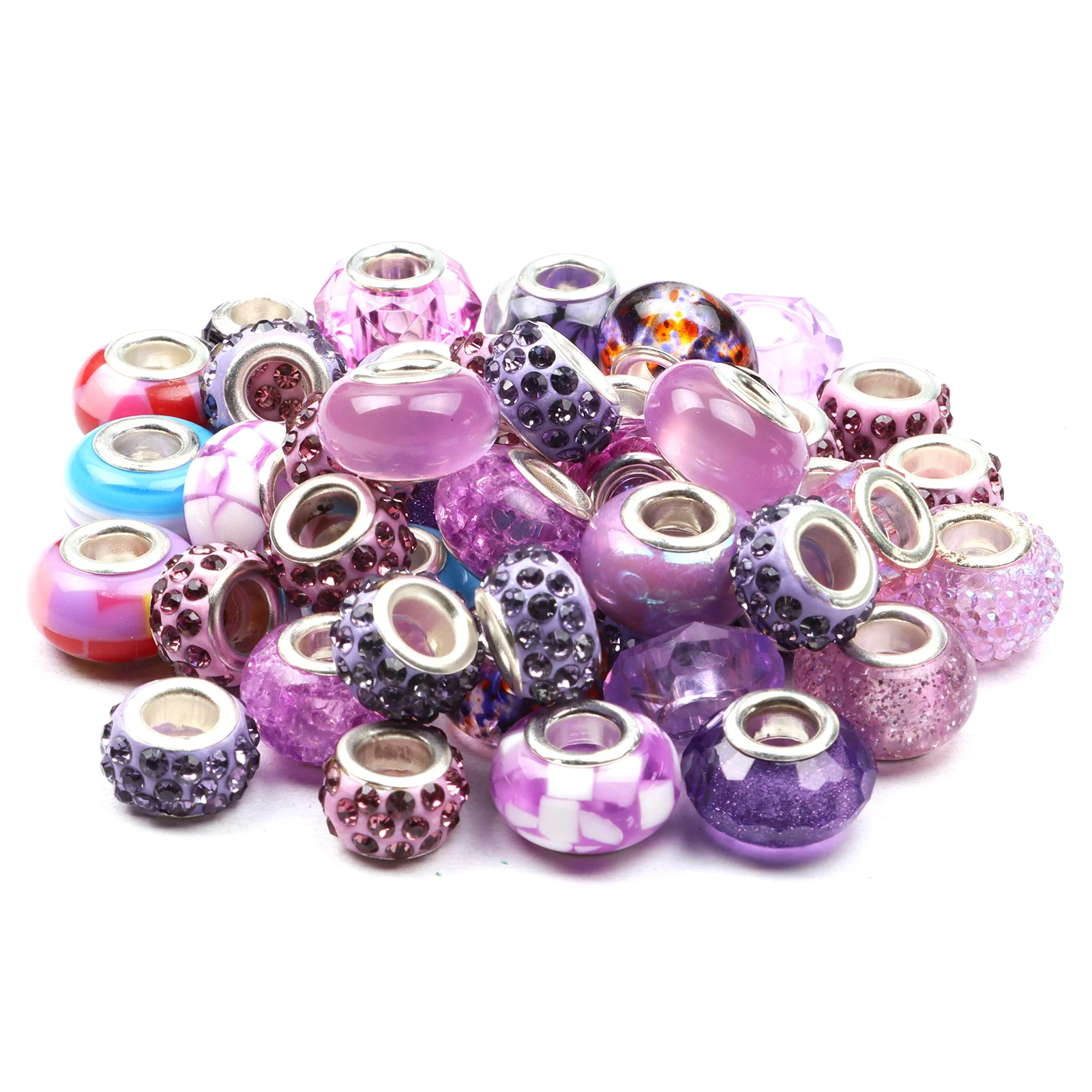 

Large Holes Spacer Bracelet Beads 16pcs Murano Glass Beads For Assorted Crystal Rhinestones Charms Bracelet Beads
