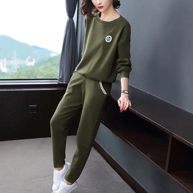 Большие размеры большой женский комплект из 2 предметов Корейская одежда Женский