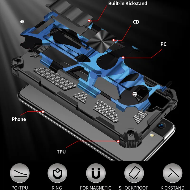 

Hidden Magnetic Stand Case Shockproof Armor Protector for Samsung Galaxy S21 Ultra S20 S10 Plus S20FE Note20 A72 A52 A12 A71 A51