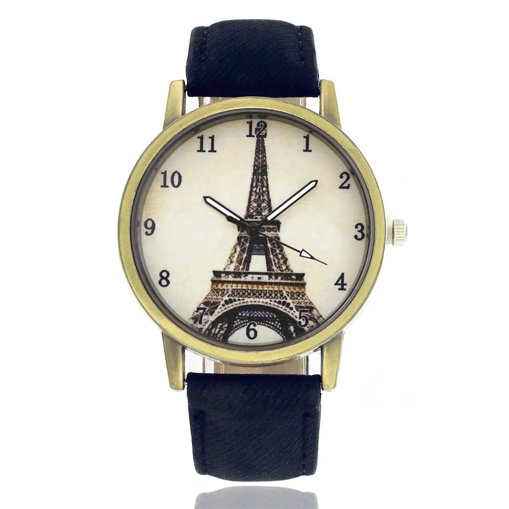 Часы с изображением Эйфелевой башни Женские винтажные наручные часы из