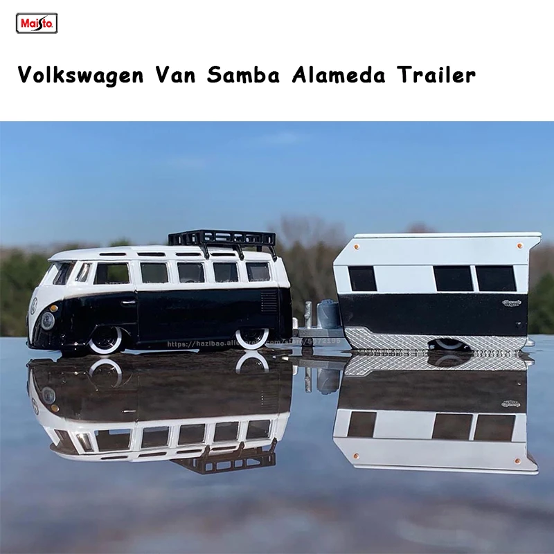 Maisto 1:64 дизайн буксировочный и GO Volkswagen Van Samba Alameda прицеп Модель автомобиля игрушки