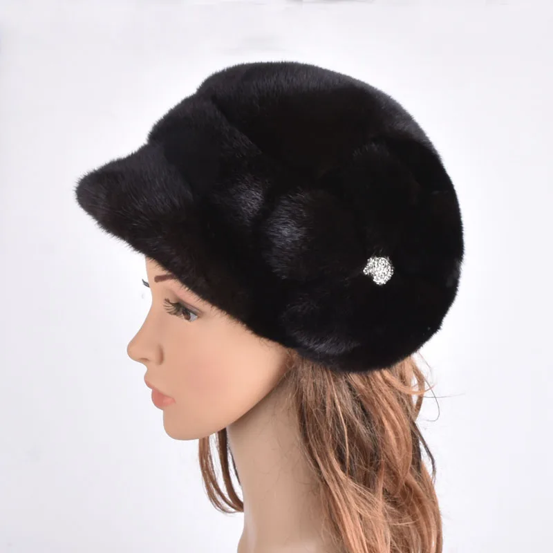 

Genuine Whole Mink Fur Hats Women Fashion Fur Beanies Luxury Fur Caps With Flowers for Russian Winter Fur Hat PYCCKNN MEX