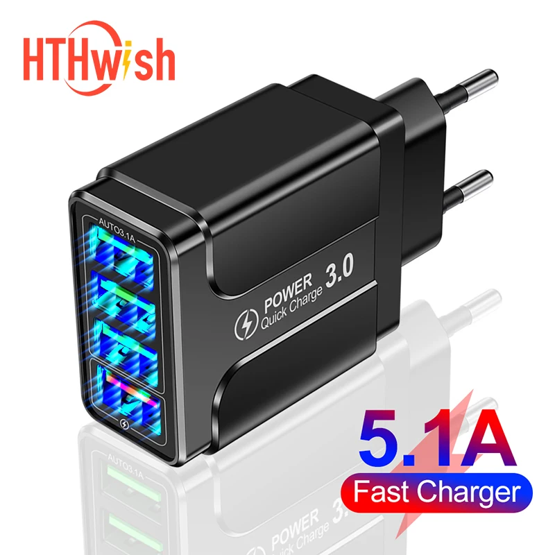 Зарядное устройство для путешествий 12 В 3 0 А 5 USB 9 В-2 быстрая зарядка iPhone 11 Samsung Huawei