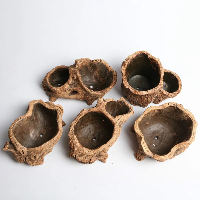 

Creative Cement Imitation Tree Head Double Cylinder Root Wood Succulent Flower Pot Green Plant Micro Landscape Potted Plant