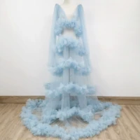 DonJudy 2020 New Maternity Dresses Evening Dresses V Neck Sexy Photography Tulle Prom Dress Party Gown for Photo Shoot Studio