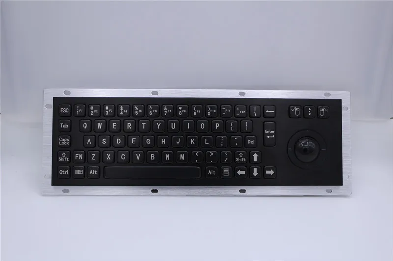 Waterproof IP65 Vandal Proof Panel Mount USB Wired Stainless Steel Industrial Metal Keyboard With Trackball Mouse