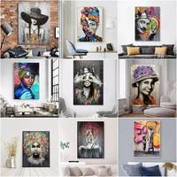 banksy art portrait pictures abstract graffiti art posters and prints cuadros wall art pictures for living room home decoration