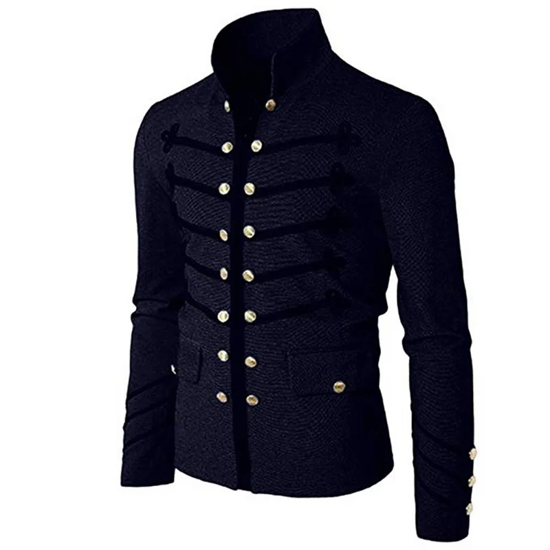 

2020 Vintage Solid Men Jacket Steampunk Tunic Rock Frock Uniform Male Vintage Punk Metal Military Coat Outwear