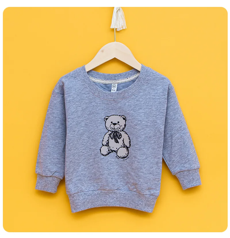Sudadera informal con estampado de oso para ni&ntilde;os y ni&ntilde;as, Tops de algod&oacute;n de manga larga con cuello redondo, ropa infantil de oto&ntilde;o-1