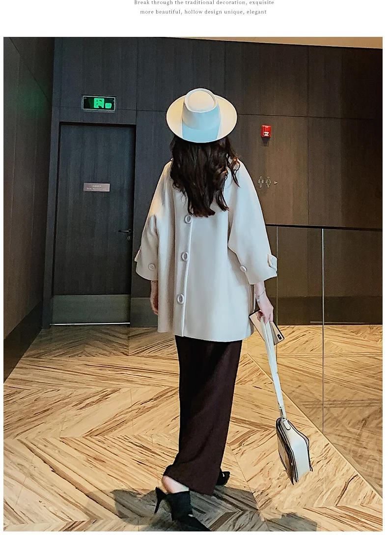 Женское Однотонное шерстяное пальто повседневная винтажная двубортная блузка