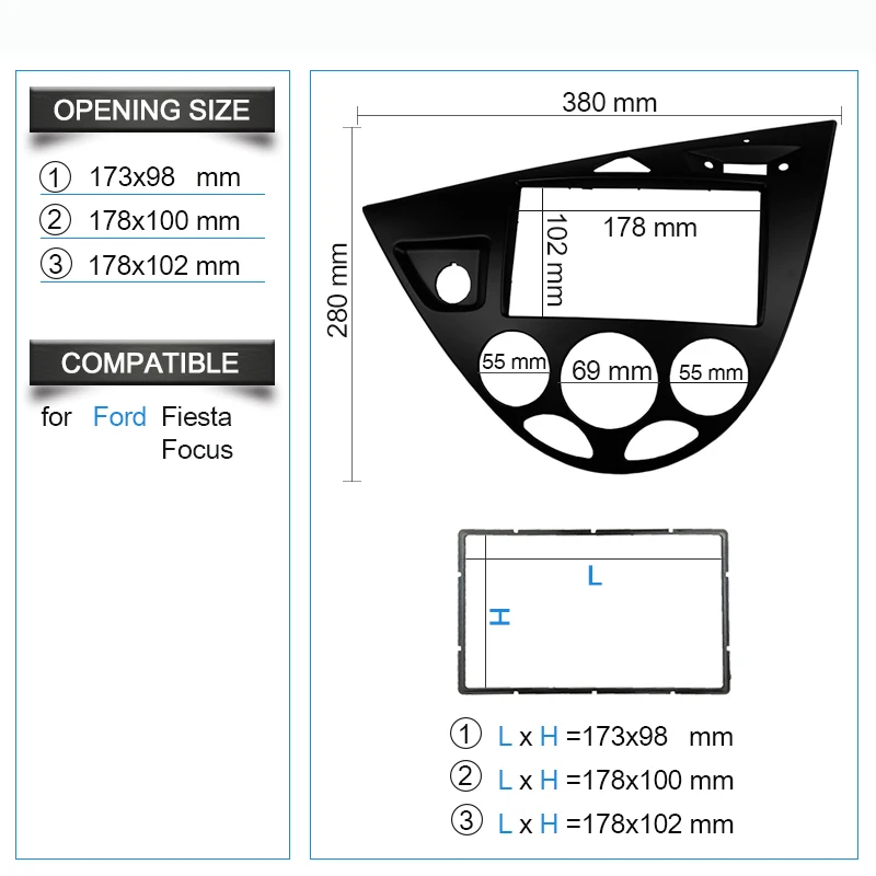 Двойная стереопанель 2 Din для Ford Focus Fiesta Fascia радио DVD рамка CD GPS устанавливаемая