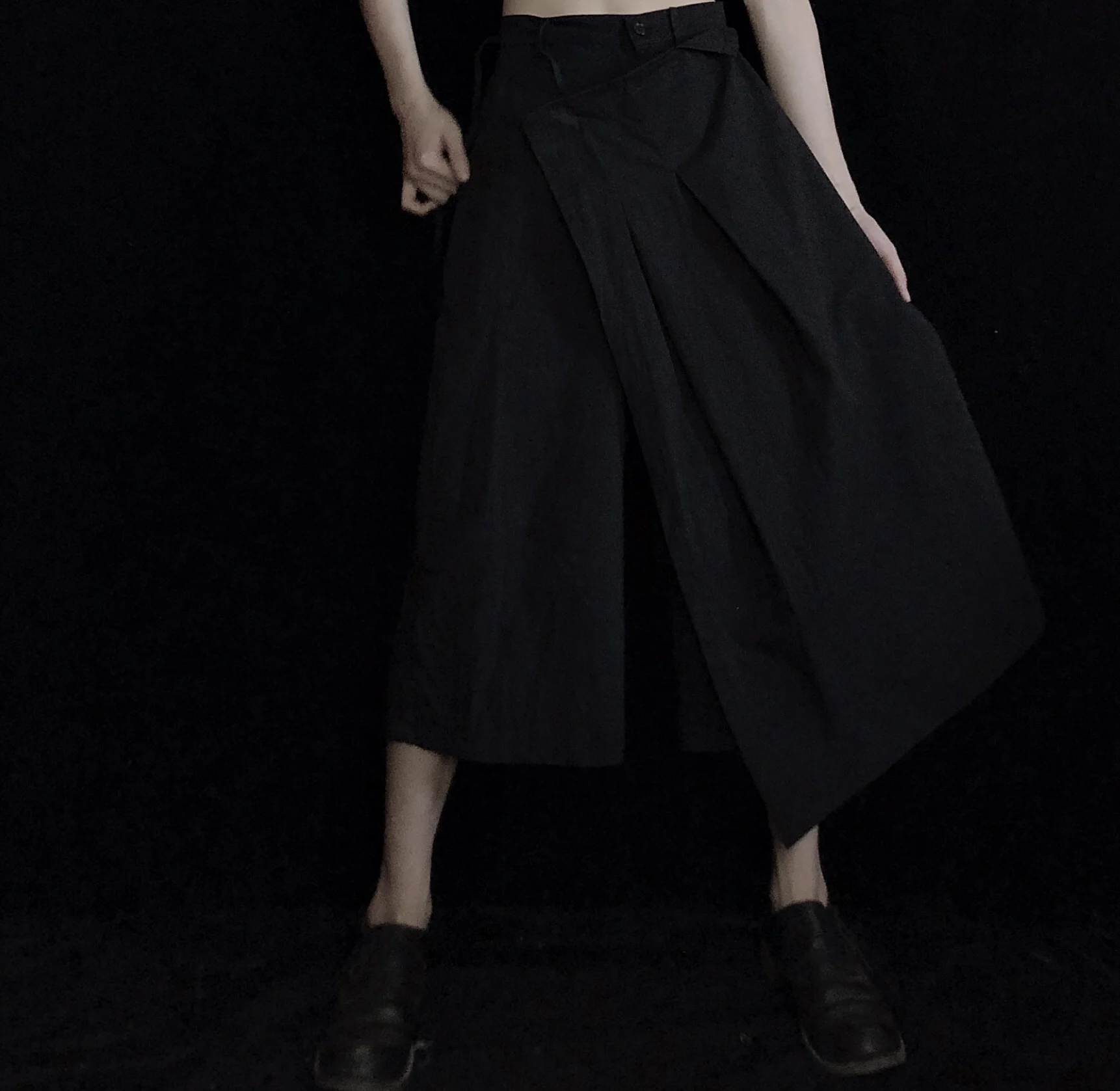 [DARK] Diablo Yamamoto Yoji Niche Style Washed And Worn Retro Irregular Bandage Skirt Pants Samurai Pants Loose And Versatile