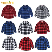 spring autumn new baby boys clothes kids girls shirts long sleeve school clothes plaid cotton turndown collar button casual tops