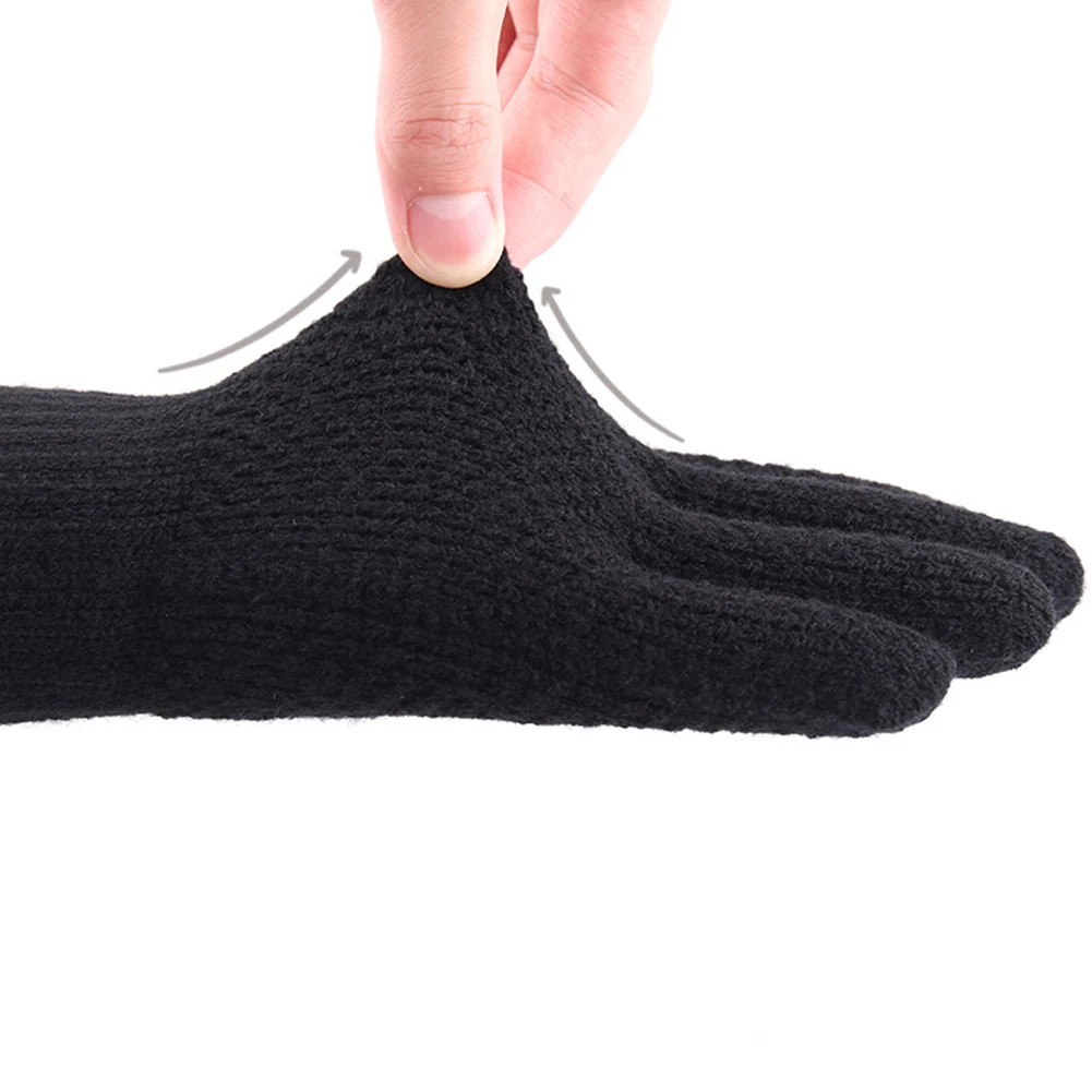 Мужские утепленные зимние вязаные шерстяные перчатки теплые полный палец