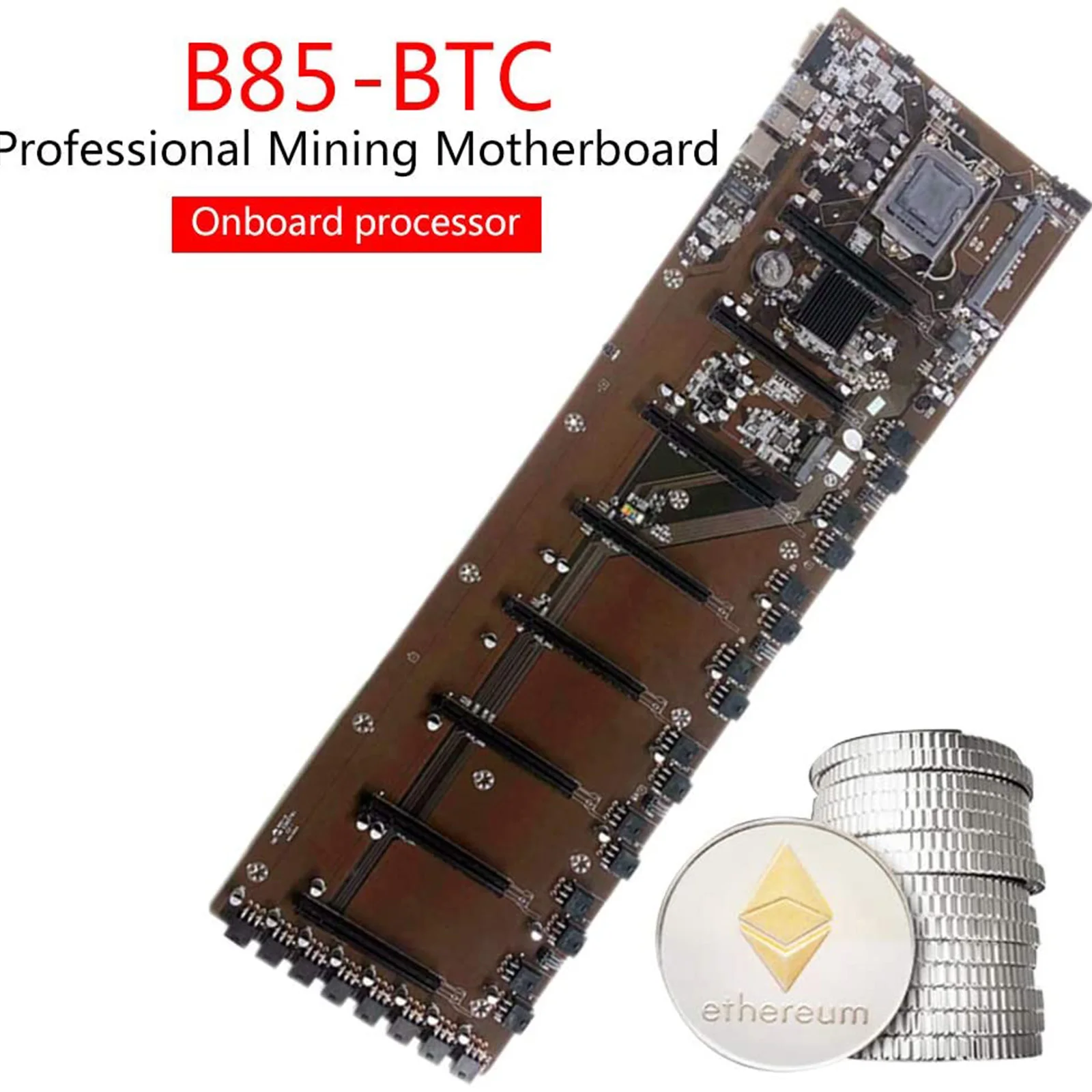 

BTC-B85 1150 Pin Материнская плата, 4 USB3.0 LAN, DDR3 8 PCIE 16X GPU видеокарта, 8 слотов для карт 65 мм расстояние, материнская плата