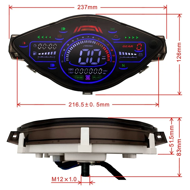 

Universal Motorcycle LCD Speedometer Digital Odemeter Meter Tachometer Gauge for 1,2,4 Cylinders Meter
