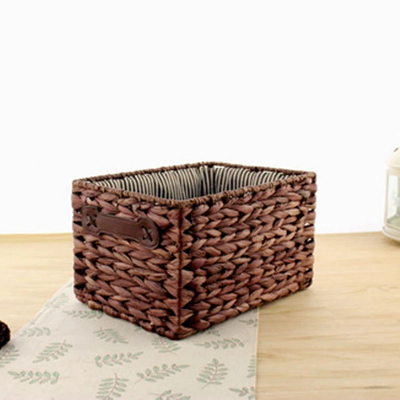 

2 Pcs Pastoral Storage Basket Storage Basket Snack Woven Debris Large Storage Drawer,Creamy-White & Dark Brown