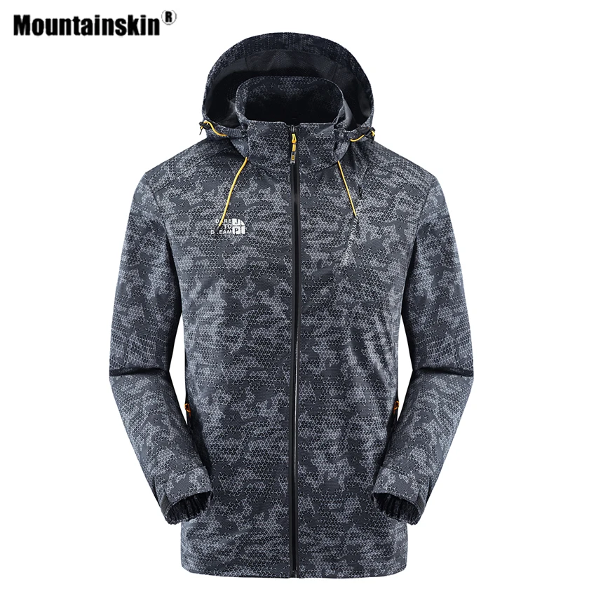 

Куртка Mountainskin Мужская со съемной кепкой, тонкая камуфляжная куртка для походов, скалолазания, кемпинга, водоотталкивающая ветровка, VA820