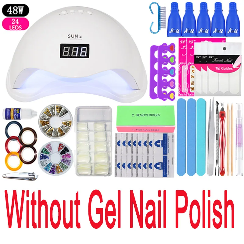 48w no Nail polish Набор для ногтей 54/48/36 Вт светодиодный потолочный светильник комплект Сушилка для ногтей 10 видов цветов УФ Гель-лак 1 база 1 топовое покрытие ружье гвоздя набора без каких-либо лак для ногтей витхно Лампа Комплект - Цвет: 48w no Nail polish