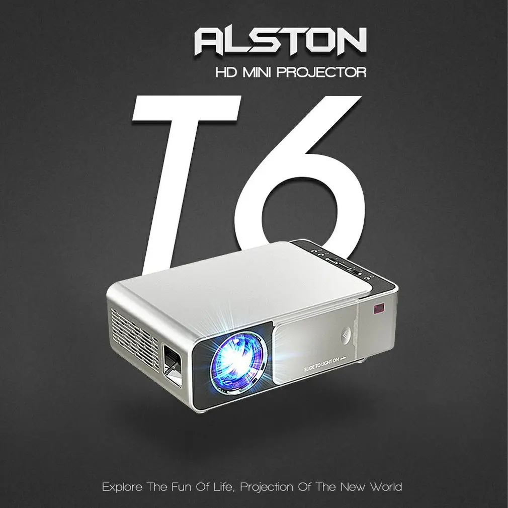 Светодиодный проектор ALSTON T6 full hd 4k 3500 лм HDMI совместимый с USB 1080p портативный