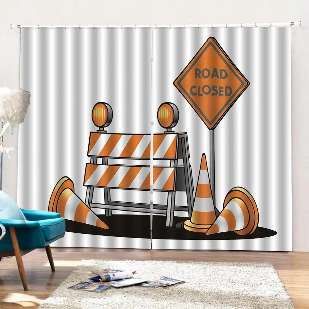 Желтая дорожная вывеска занавески с надписью для гостиной спальни на окна Декор 2