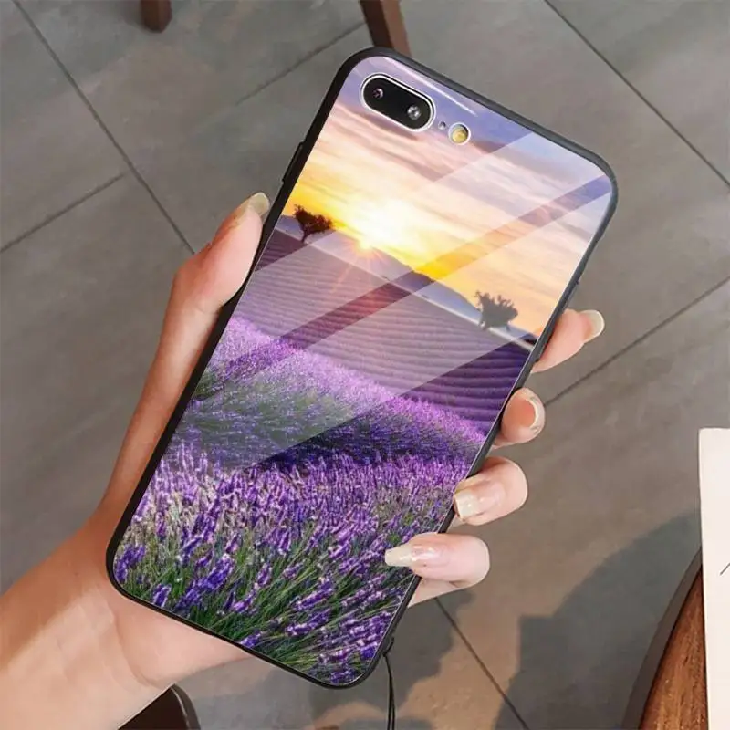 

simple lavender Purple flowers Phone Case Tempered glass For iphone 5C 6 6S 7 8 plus X XS XR 11 PRO MAX