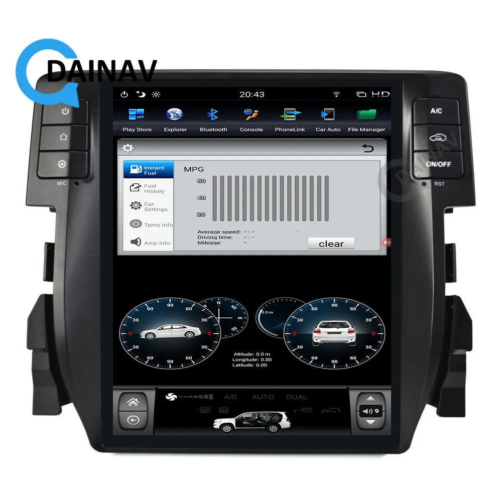 

Автомобильный мультимедийный DVD-плеер в стиле Tesla для Honda civic 2016, вертикальный экран, Авторадио, стерео, автомобильное радио, GPS-навигация