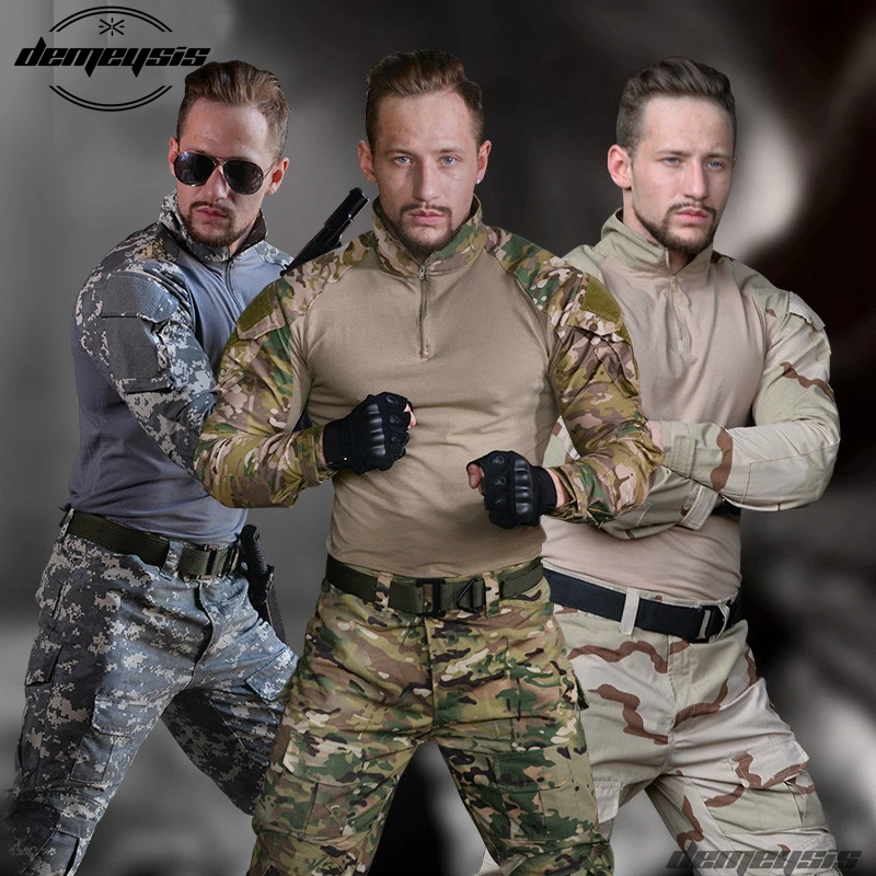 Military Combat Uniform Army Training CS Games Tactical Clothing with Elbow Pad Knee Pads Airsoft Suits | Спорт и развлечения