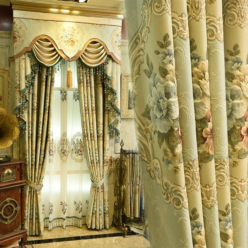 

Modern simple jacquard precision yarn-dyed embossed Curtains for Living dining room bedroom