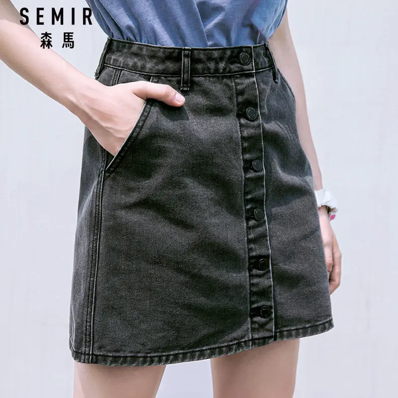 SEMIR Для женщин джинсовая юбка Мягкий хлопок с боковым карманом спереди застежка