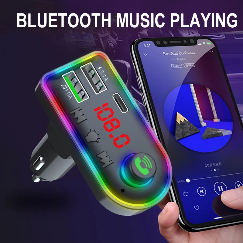 FM-передатчик Bluetooth 5 0 автомобильный комплект громкой связи стерео аудио mp3-плеер с