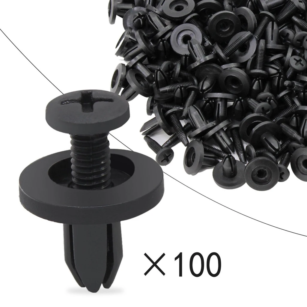 

100x Car Bumper Clips Screw 6Mm Nylon Retainer Retainer Clips Set New