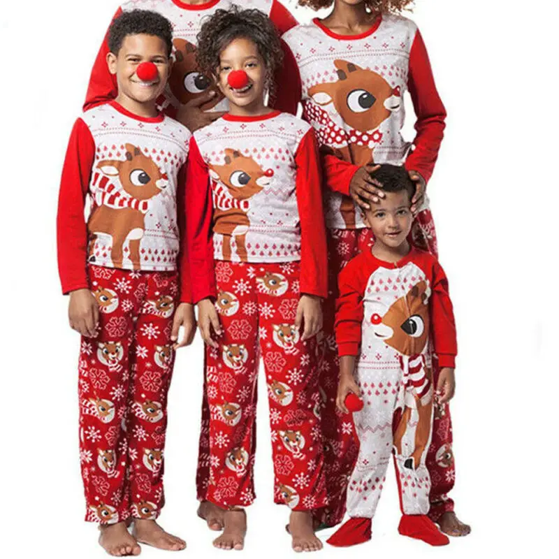 Пижама с длинными рукавами и штанами для отдыха одинаковые рождественские