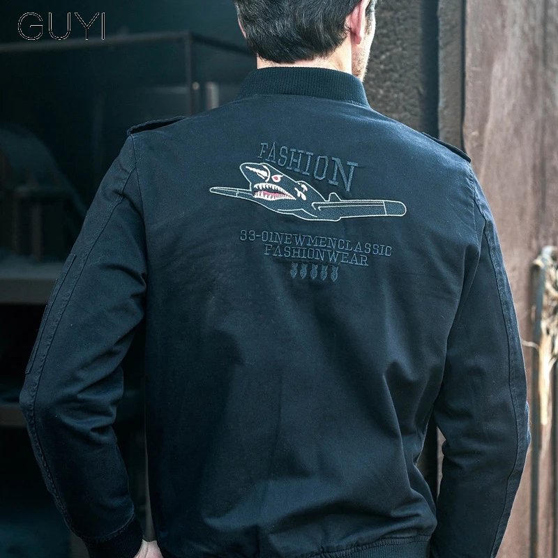 

Military Vintage Badge Black Jacket Coat Men Casual Warm Jacket Male Cotton Uniform Jacket Zipper Winter Overcoat Outerwear
