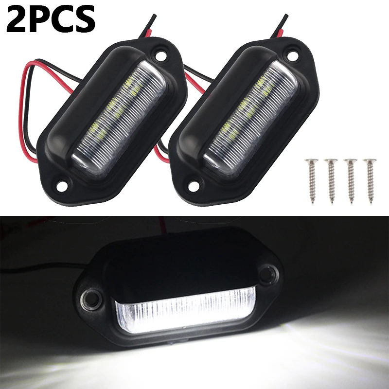 2 pcs 1/2 шт 12V светодиодный номерной знак светильник для автомобиля лодки мотоцикла автомобильной самолета RV грузовик с прицепом, внешние светильники - Испускаемый цвет: 2 pcs