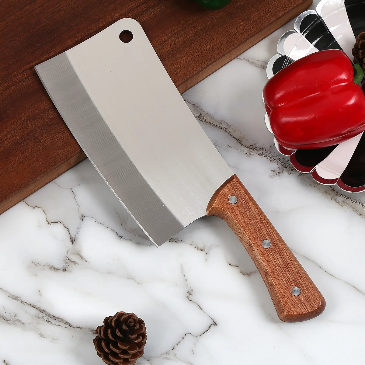 

Stainless Steel Kitchen Knife Wooden Handle Chef's Knife Cutting Dishes Slicing Knife Cleaver Household Kitchen Knives