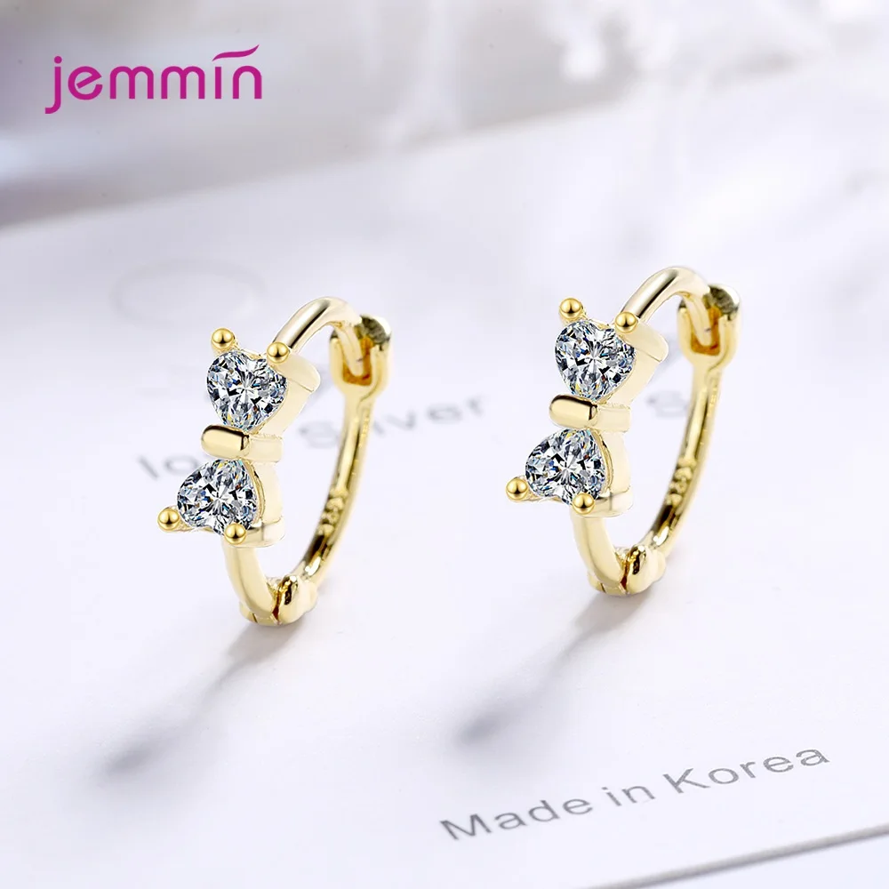 Сияющий циркон бантом круглые серьги модное ювелирное изделие 925 стерлингового