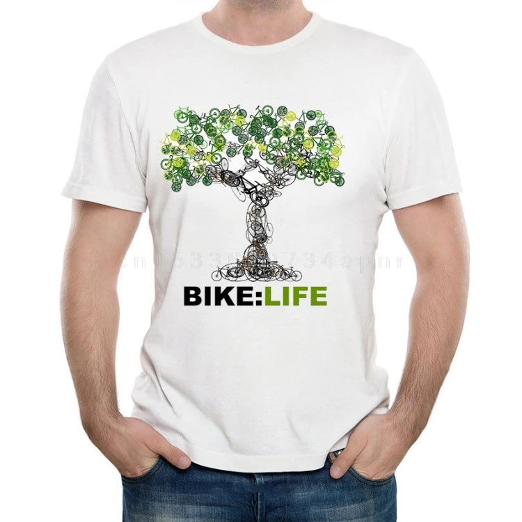 

Cool Bicycle Life Tree Green Art Print T-Shirt Summer Fashion Men T-shirt Funny Bicycle Lovers Design Tops Cool Men Tees
