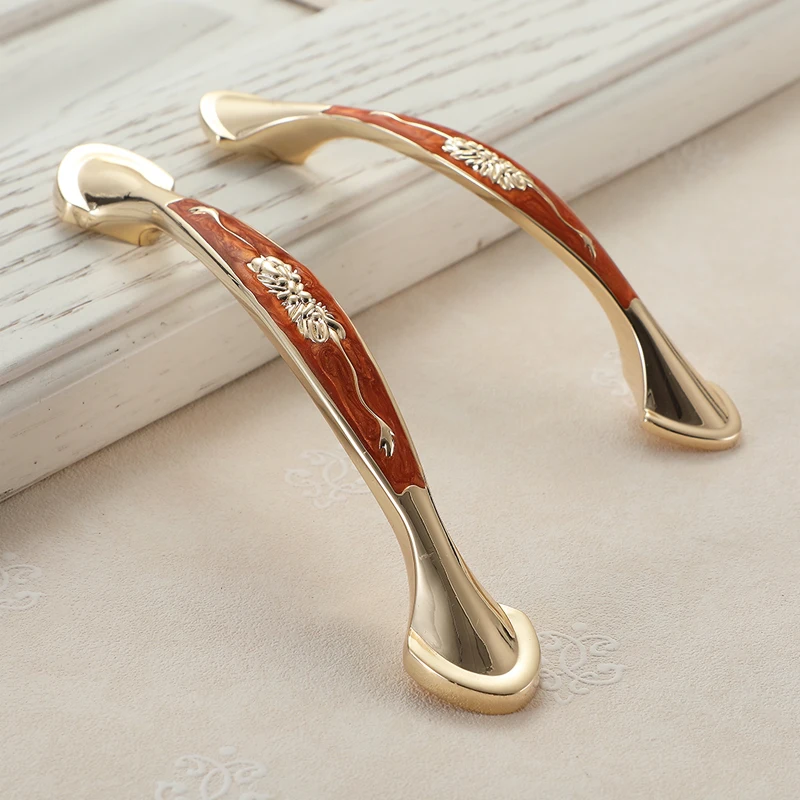 WV европейские красные янтарно желтые ручки шкафа из цинкового сплава 128 мм