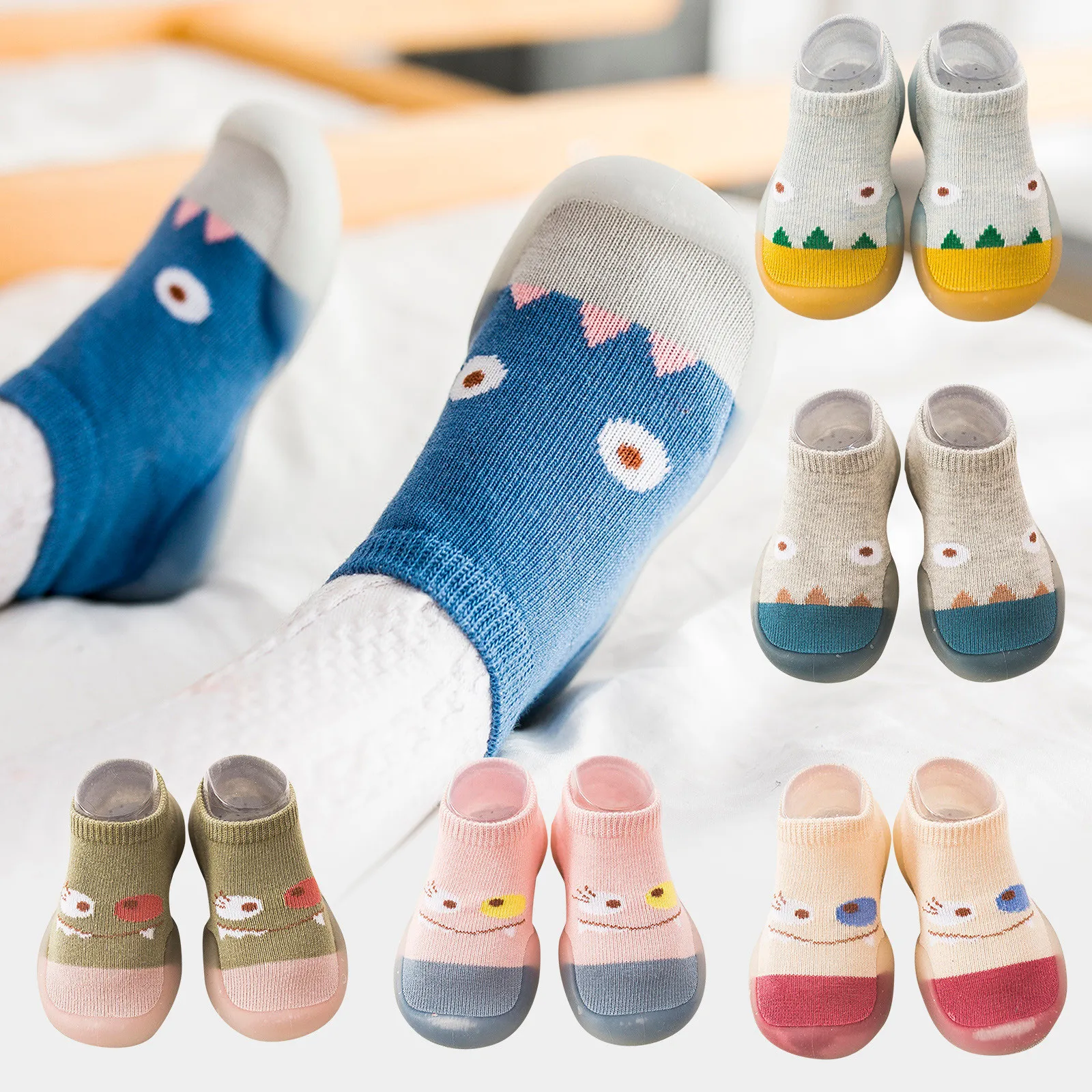 

0-3 Years Old Baby Shoes Monster Pattern Newborn Baby Girls Boys Cartoon Toddler Shoes Soft-Sole Non-slip Floor Socks Prewalkers
