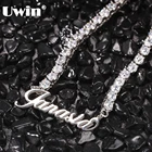 Ювелирные изделия UWIN, из нержавеющей стали с именем пеменданта 5 мм CZ, теннисная цепочка, ожерелье для женщин, ювелирные изделия в стиле хип-хоп
