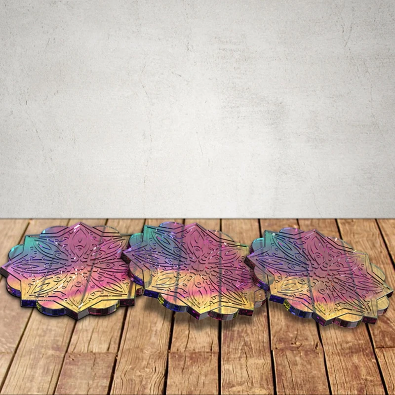 

Форма для подноса чая с мандалой, силиконовая форма для подставки под тарелку из эпоксидной смолы, используемая для изготовления подставок ...