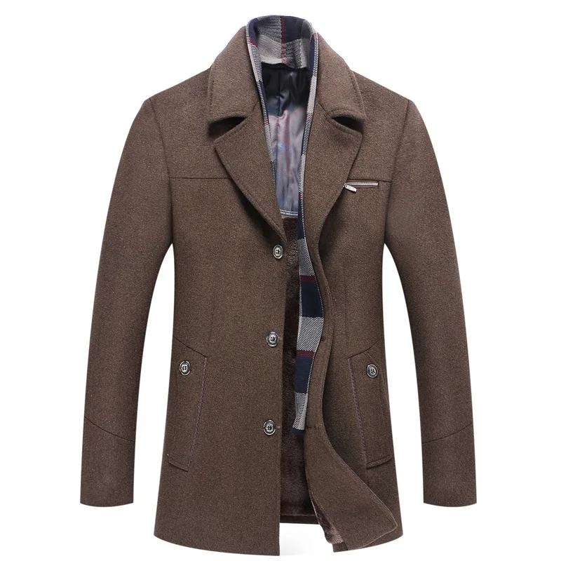 Men Winter Wool Coat Men's High Quality Plus Thick Blends Woolen Pea Male Trench Casual Overcoat M-4XL | Мужская одежда