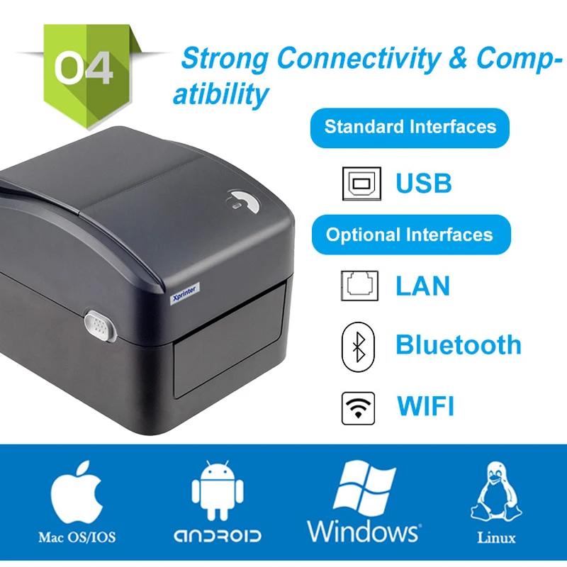 XP-420B/480B  4 Inch Label Printer No Ink Directly Print From Thermal Printer Support Mac And Windows Wifi Sticker Printer