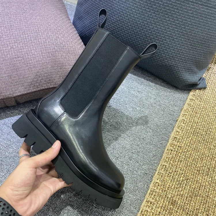 

thick soled women's boots medium Chelsea big head 2020 new women's chimney boots spring and autumn