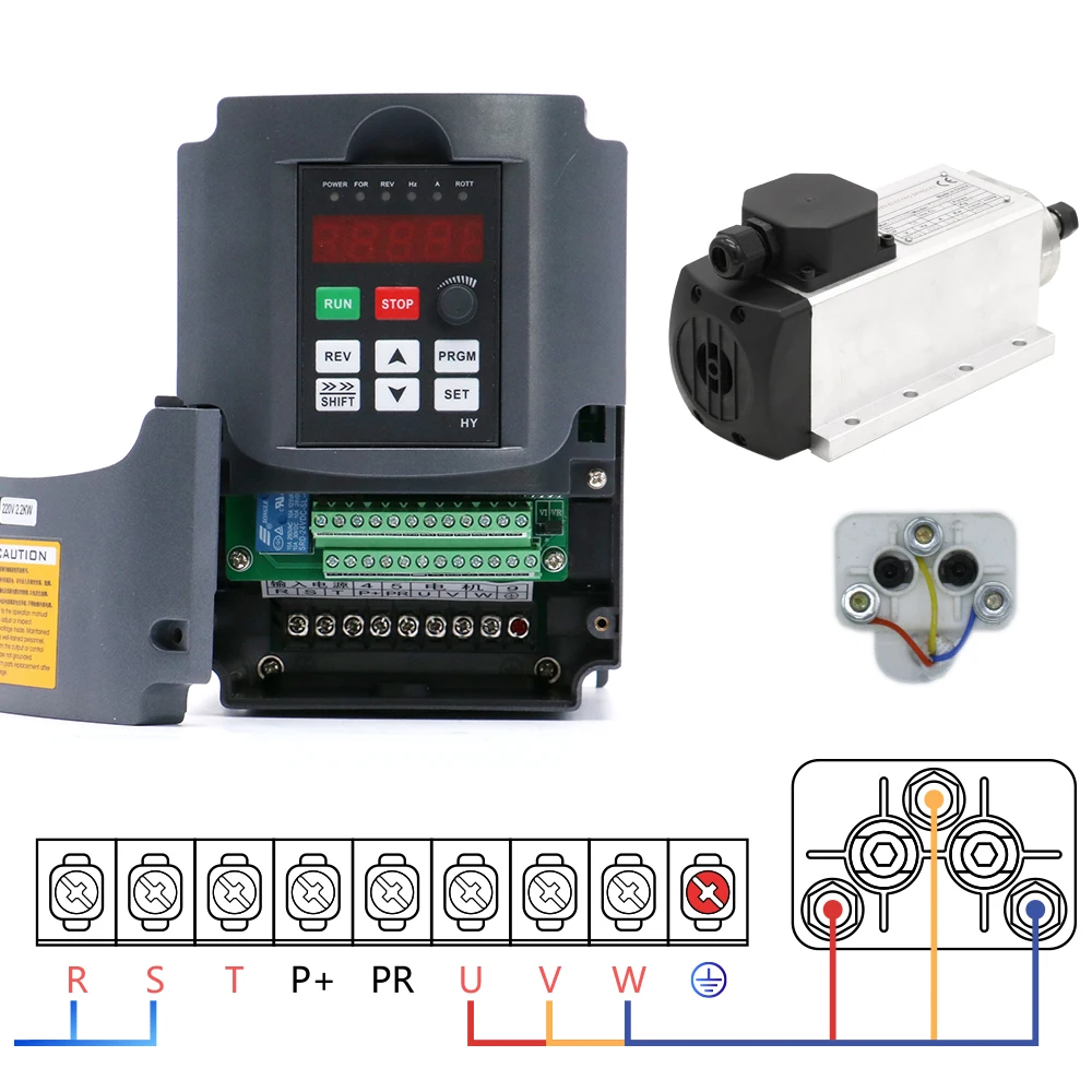 

CNC Machine Tool Spindle 2200w 2.2kw 24000RPM 4 x ceramics bearings air cooling spindle motor 3 phase input +13 pcs ER20 collets